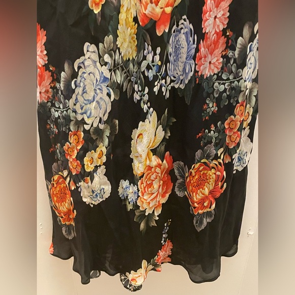 JOHNNY WAS, ELEGANT MIXED FLORAL PRINT, MAXI DRESS BLACK SILK LINING SIZE PXXL - Picture 2 of 16